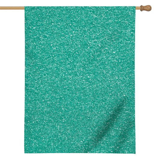 Turquoise (NOT Real) Glitter Print House Flag