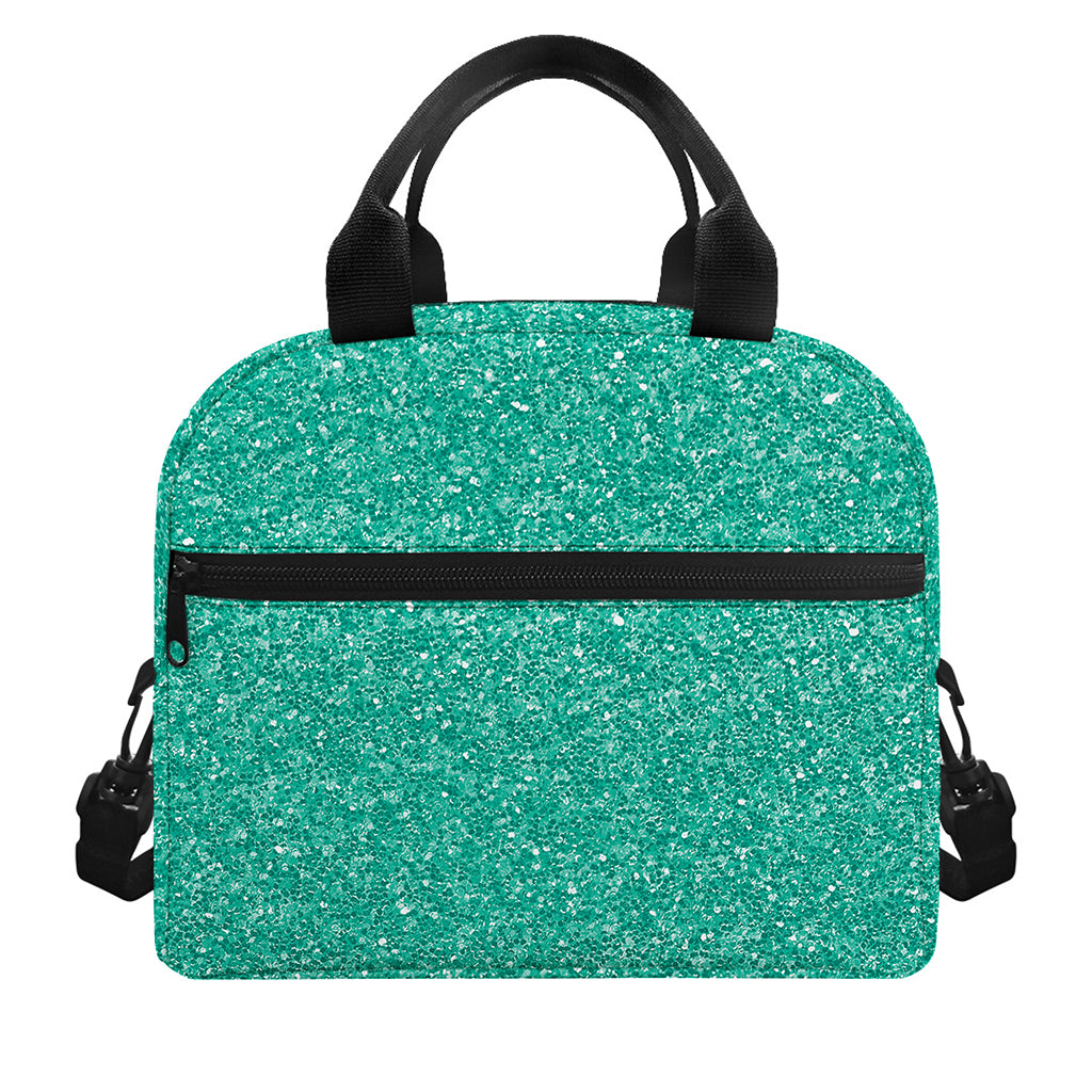 Turquoise (NOT Real) Glitter Print Insulated Lunch Bag