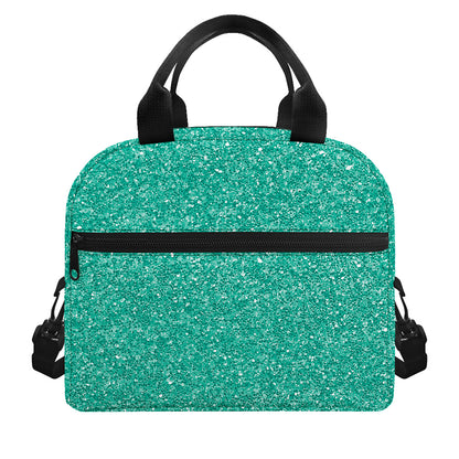 Turquoise (NOT Real) Glitter Print Insulated Lunch Bag