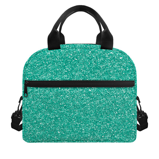 Turquoise (NOT Real) Glitter Print Insulated Lunch Bag