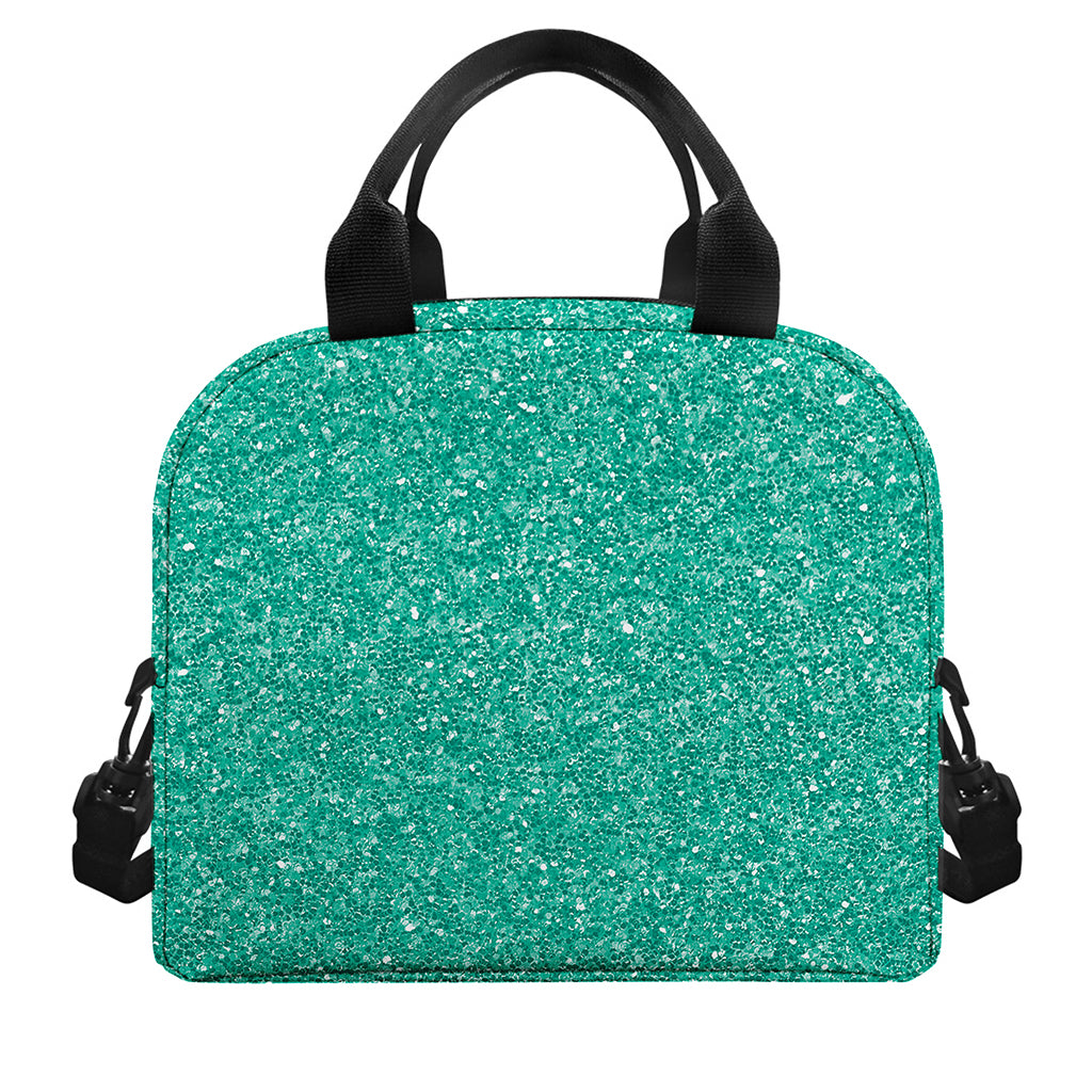Turquoise (NOT Real) Glitter Print Insulated Lunch Bag
