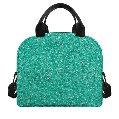 Turquoise (NOT Real) Glitter Print Insulated Lunch Bag