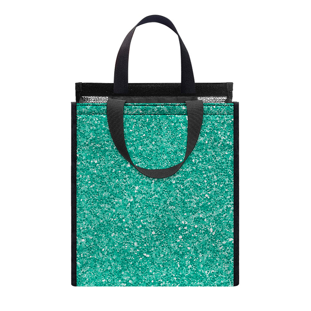 Turquoise (NOT Real) Glitter Print Insulated Lunch Tote