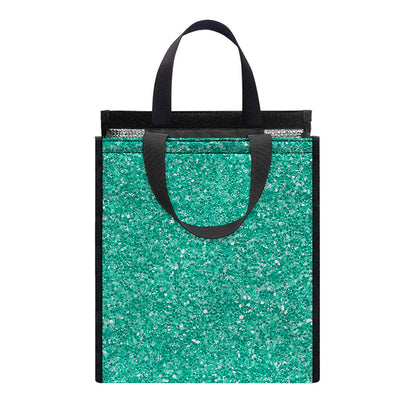 Turquoise (NOT Real) Glitter Print Insulated Lunch Tote