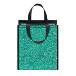 Turquoise (NOT Real) Glitter Print Insulated Lunch Tote