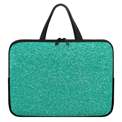 Turquoise (NOT Real) Glitter Print Laptop Sleeve With Handle