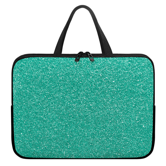 Turquoise (NOT Real) Glitter Print Laptop Sleeve With Handle