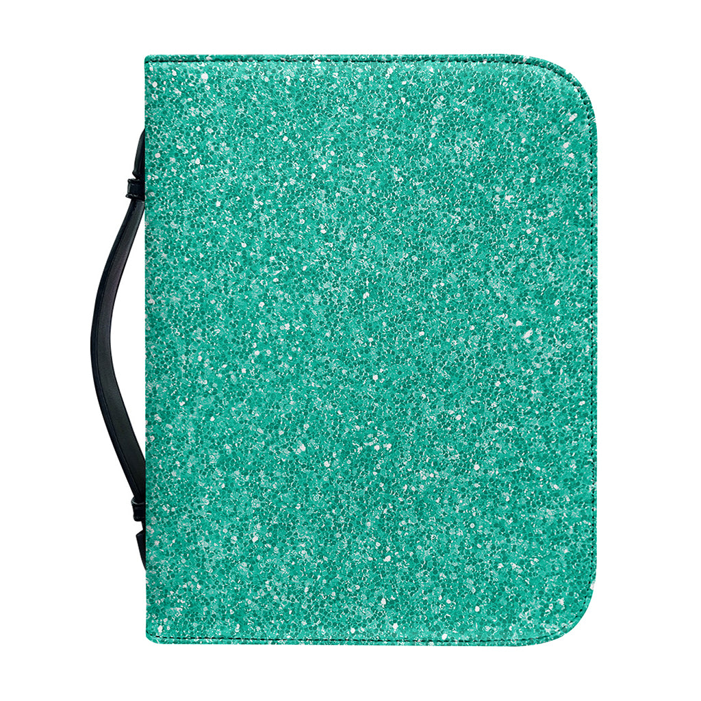 Turquoise (NOT Real) Glitter Print Leather Bible Cover