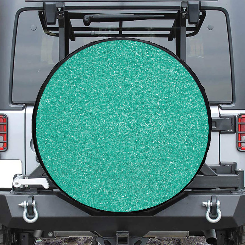 Turquoise (NOT Real) Glitter Print Leather Spare Tire Cover