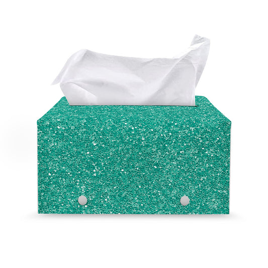 Turquoise (NOT Real) Glitter Print Leather Tissue Box Cover