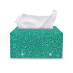 Turquoise (NOT Real) Glitter Print Leather Tissue Box Cover