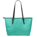 Turquoise (NOT Real) Glitter Print Leather Tote Bag With Zipper