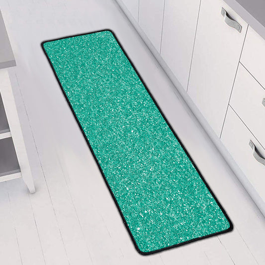 Turquoise (NOT Real) Glitter Print Long Kitchen Mat