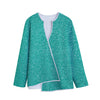 Turquoise (NOT Real) Glitter Print Long Sleeve Short Coat