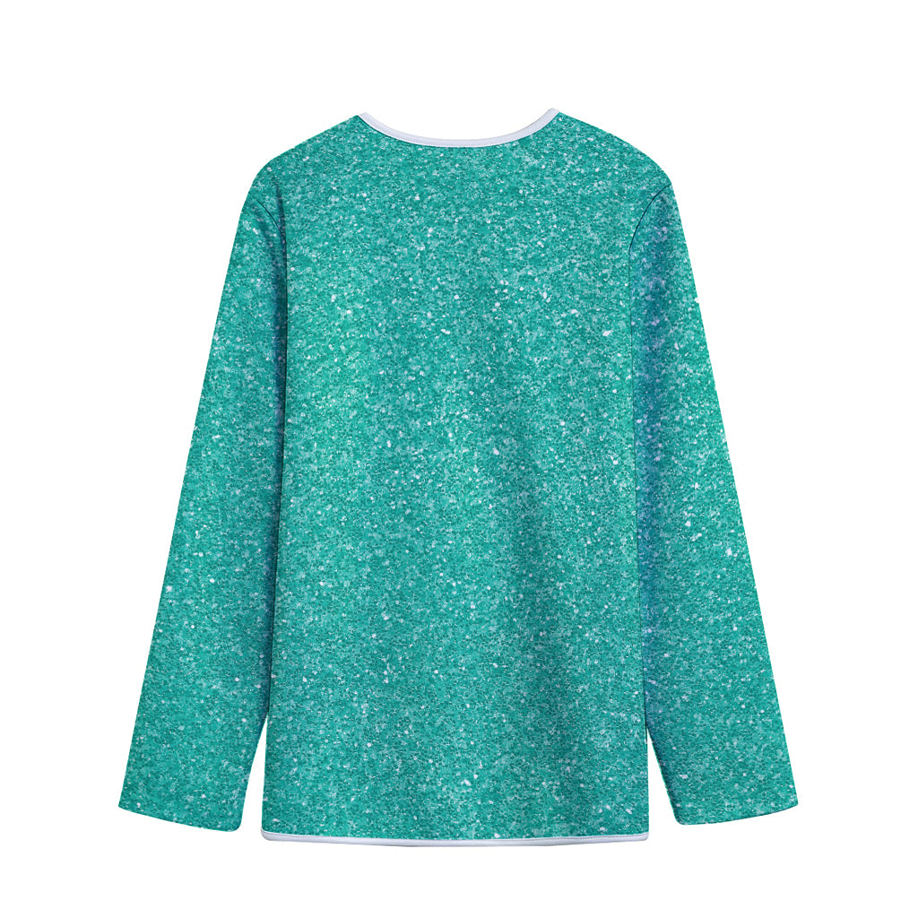 Turquoise (NOT Real) Glitter Print Long Sleeve Short Coat