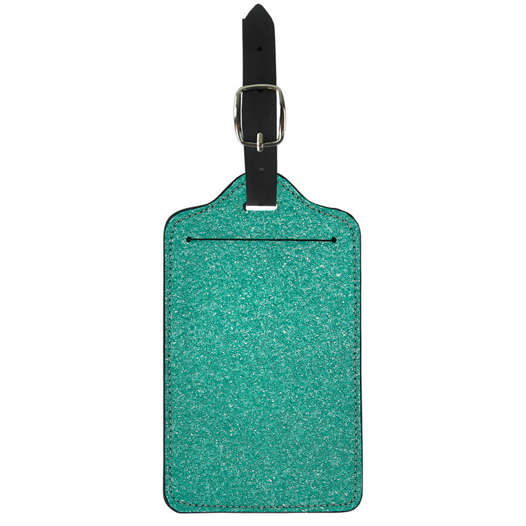 Turquoise (NOT Real) Glitter Print Luggage Tag