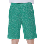 Turquoise (NOT Real) Glitter Print Men's Beach Shorts
