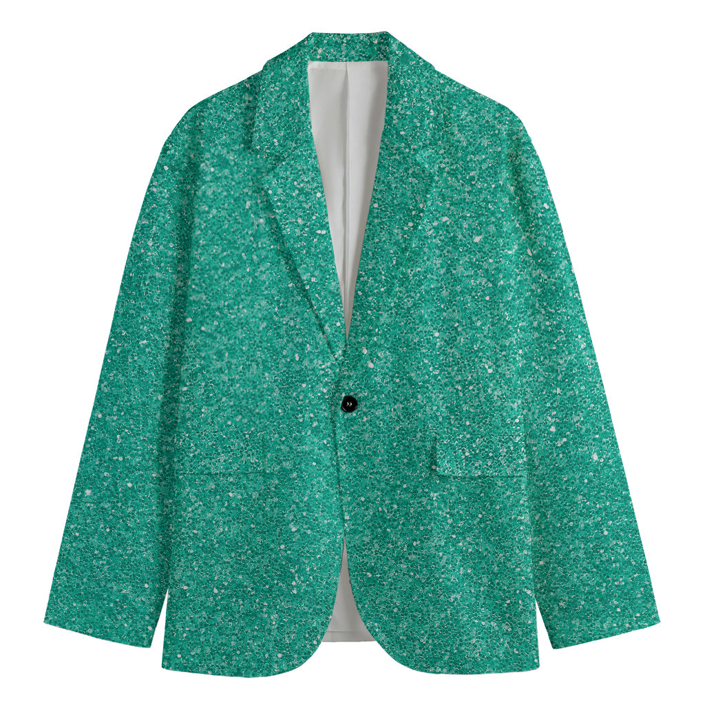 Turquoise (NOT Real) Glitter Print Men's Blazer