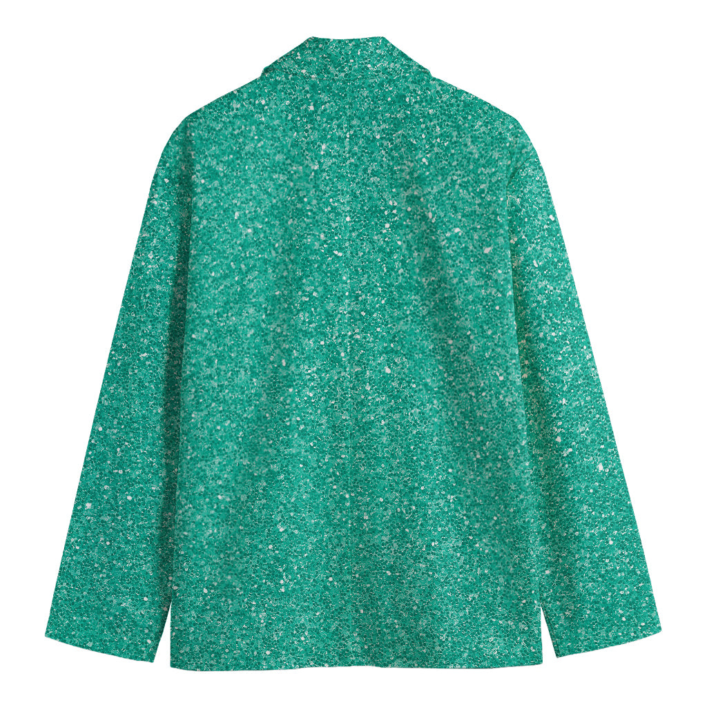 Turquoise (NOT Real) Glitter Print Men's Blazer