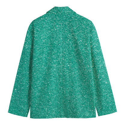 Turquoise (NOT Real) Glitter Print Men's Blazer