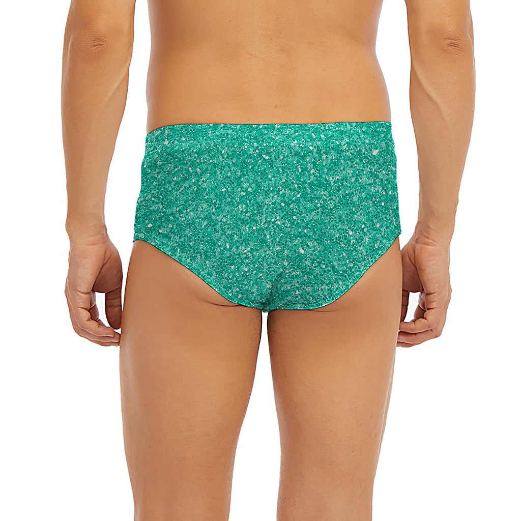 Turquoise (NOT Real) Glitter Print Men's Briefs