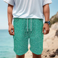 Turquoise (NOT Real) Glitter Print Men's Cargo Shorts