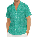 Turquoise (NOT Real) Glitter Print Men's Deep V-Neck Shirt