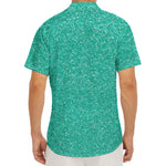 Turquoise (NOT Real) Glitter Print Men's Deep V-Neck Shirt