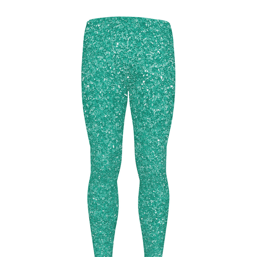 Turquoise (NOT Real) Glitter Print Men's leggings