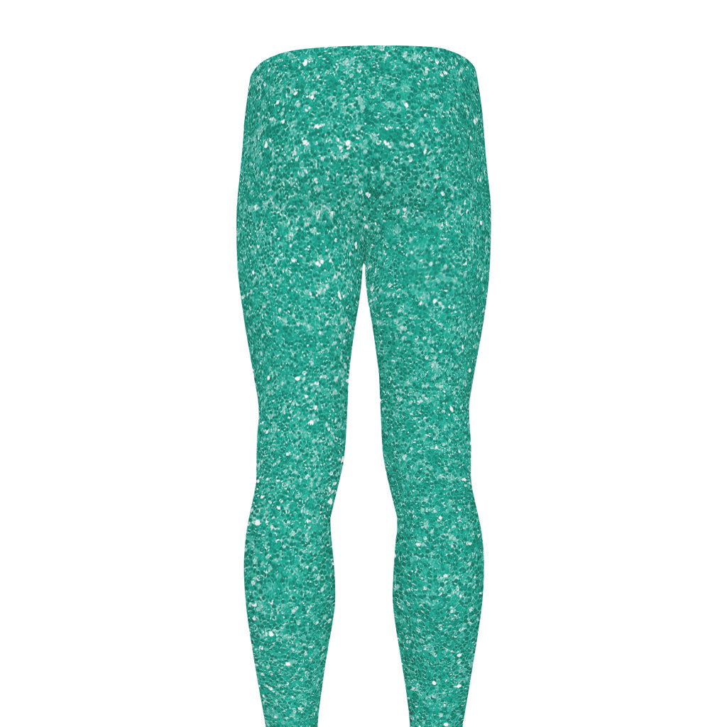 Turquoise (NOT Real) Glitter Print Men's leggings