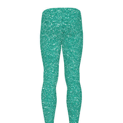 Turquoise (NOT Real) Glitter Print Men's leggings