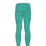 Turquoise (NOT Real) Glitter Print Men's leggings