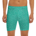 Turquoise (NOT Real) Glitter Print Men's Long Boxer Briefs