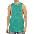 Turquoise (NOT Real) Glitter Print Men's Muscle Tank Top