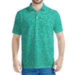 Turquoise (NOT Real) Glitter Print Men's Polo Shirt