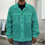 Turquoise (NOT Real) Glitter Print Men's Shirt Jacket