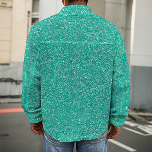 Turquoise (NOT Real) Glitter Print Men's Shirt Jacket