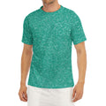 Turquoise (NOT Real) Glitter Print Men's Short Sleeve Rash Guard