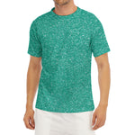 Turquoise (NOT Real) Glitter Print Men's Short Sleeve Rash Guard