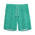 Turquoise (NOT Real) Glitter Print Men's Sports Shorts