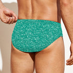 Turquoise (NOT Real) Glitter Print Men's Swim Briefs