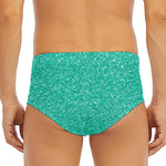 Turquoise (NOT Real) Glitter Print Men's Triangle Swim Briefs