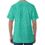 Turquoise (NOT Real) Glitter Print Men's Velvet T-Shirt