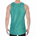 Turquoise (NOT Real) Glitter Print Men's Velvet Tank Top