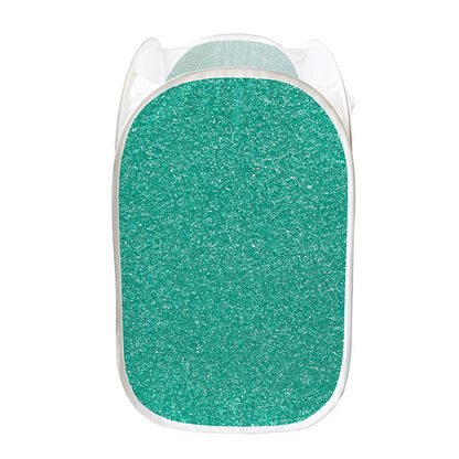 Turquoise (NOT Real) Glitter Print Mesh Laundry Hamper