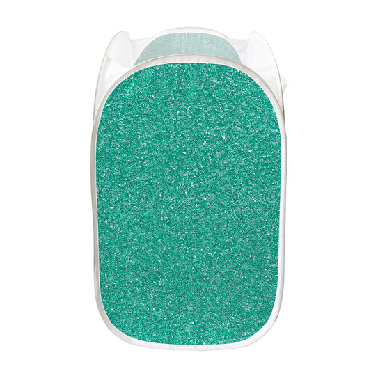 Turquoise (NOT Real) Glitter Print Mesh Laundry Hamper