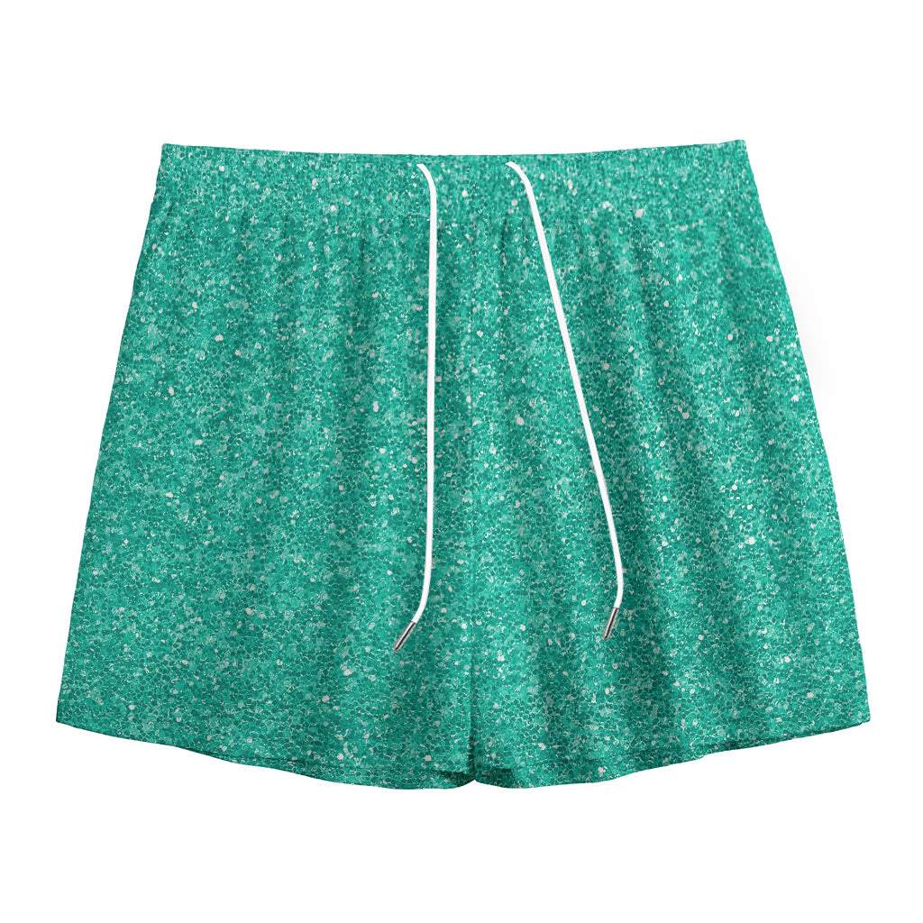 Turquoise (NOT Real) Glitter Print Mesh Shorts