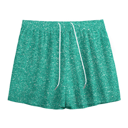 Turquoise (NOT Real) Glitter Print Mesh Shorts