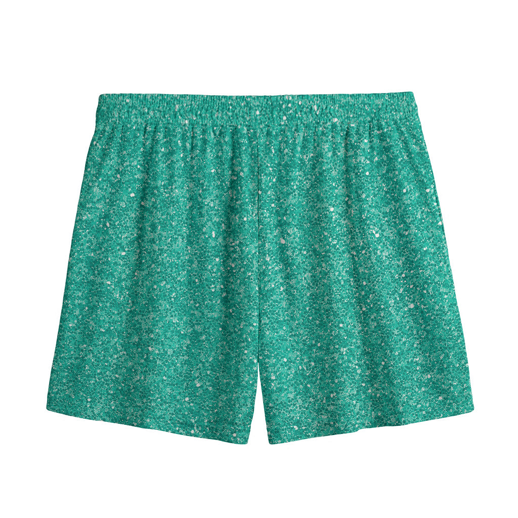 Turquoise (NOT Real) Glitter Print Mesh Shorts