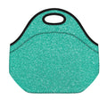 Turquoise (NOT Real) Glitter Print Neoprene Lunch Bag